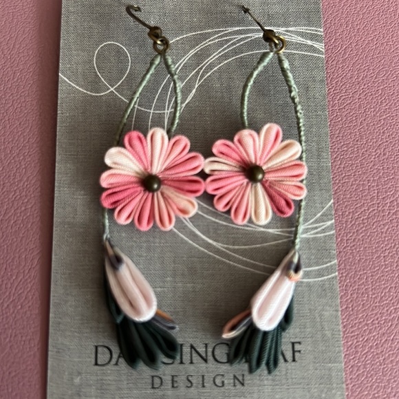 Dancing Leaf Design Jewelry - DANCING LEAF DESIGN Handmade Fabric Earrings